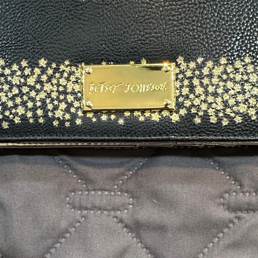 Betsey Johnson Wallet - Black With Gold Stars